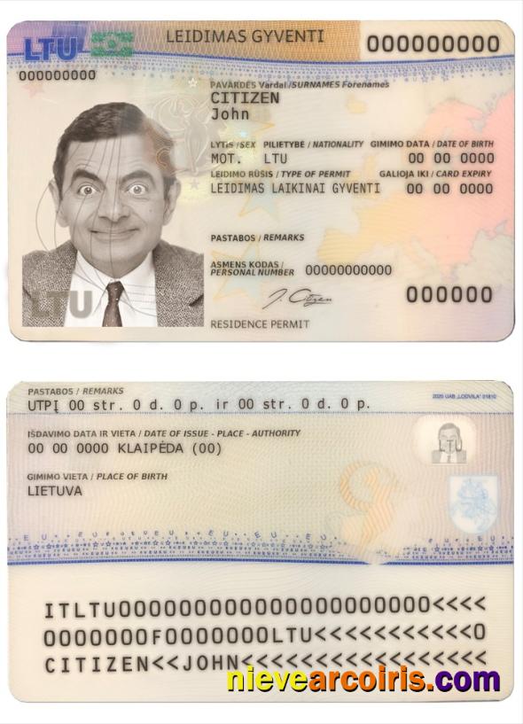 Lithuania (Litva) residence permit card (2020- present)